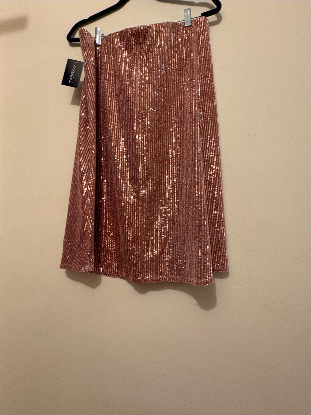 Masscob Rose Gold Sequin A-Line Skirt - Picture 3 of 8